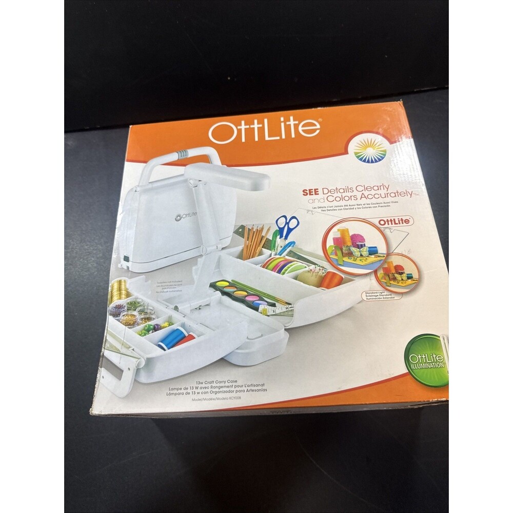 OttLite Craft Carrying Case with Lamp, White